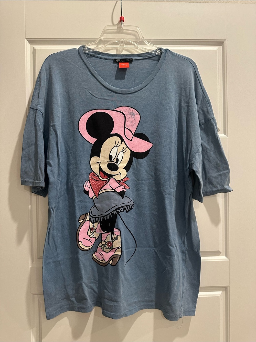 Zara x Disney Western Minnie Mouse Blue Graphic Tee